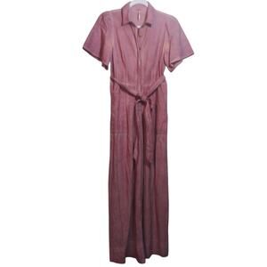 Free People Mauve Acid Wash Wide Leg Short Sleeve Jumpsuit Casual Size 2